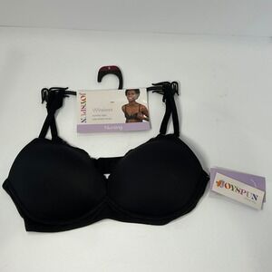 Joyspun Maternity Wireless Nursing Bra Black Soot Lace Trim Size‎ Small NEW